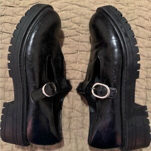 Black Chunky Loafers with Buckle